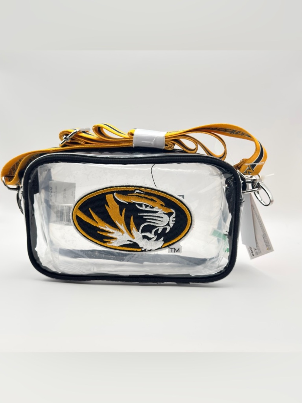 Clear Crossbody Bag with Gold and Black Tiger Patch